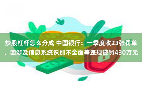 炒股杠杆怎么分成 中国银行：一季度收23张罚单，因涉及信息系统识别不全面等违规被罚430万元