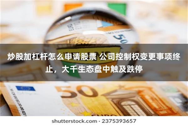 炒股加杠杆怎么申请股票 公司控制权变更事项终止，大千生态盘中触及跌停