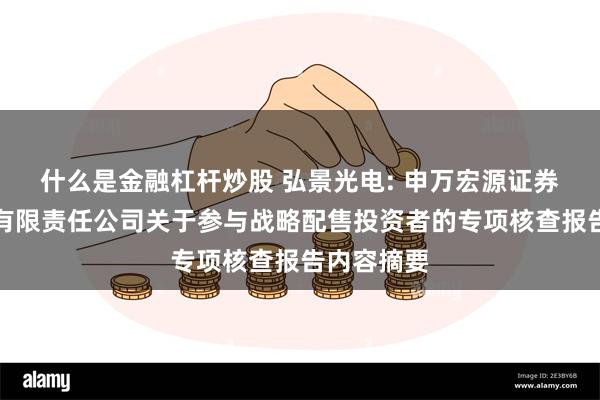 什么是金融杠杆炒股 弘景光电: 申万宏源证券承销保荐有限责任公司关于参与战略配售投资者的专项核查报告内容摘要